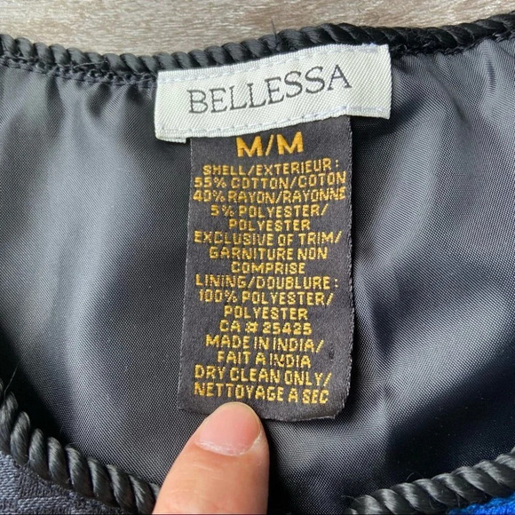 Vintage Bellessa Art Abstract Embroidery  Patchwork Colourblock Jacket - Picture 7 of 14